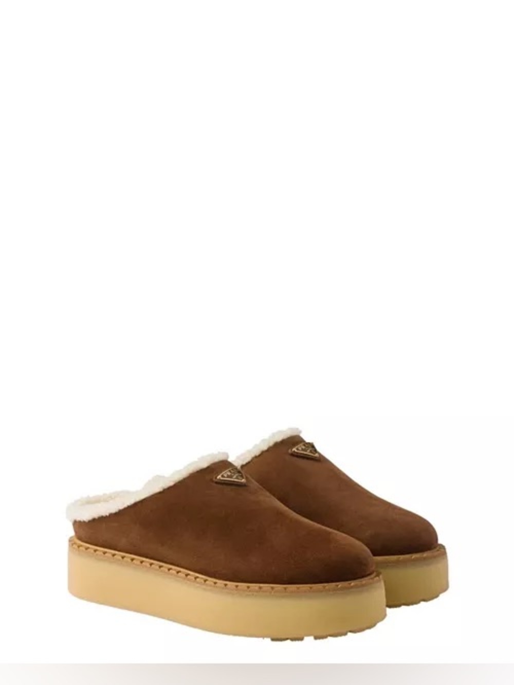 Prada Evolve Genuine Shearling Clog Brown - Picture 3 of 14